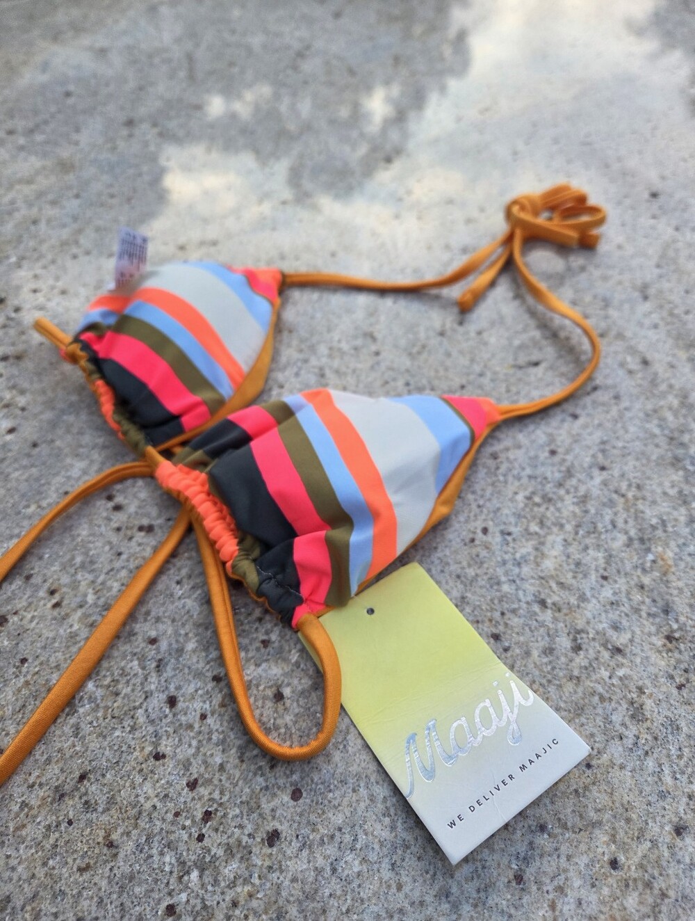 NWT Maaji Striped Triangle Bikini Top Medium